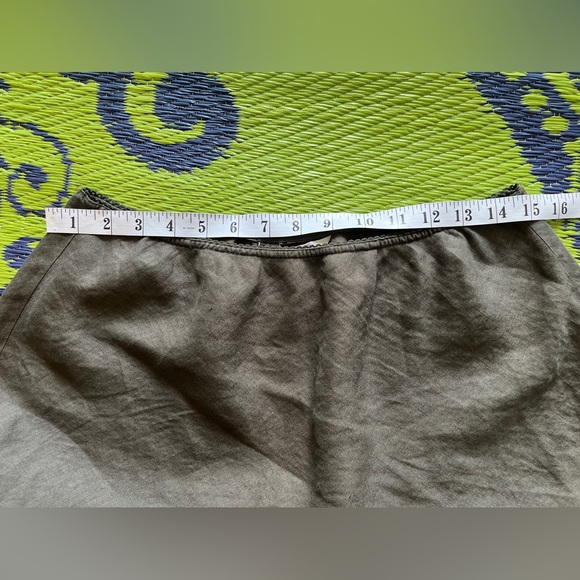 Brooks Brothers Olive Green 100% Bias Cut Linen Midi Skirt Sz Large Lightweight - Picture 7 of 9